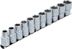Conjunto de encaixes para chave de caixa, sextavados | Entrada de quadrado interno de 12,5 mm (1/2") | 10 - 21 mm | 11 peças