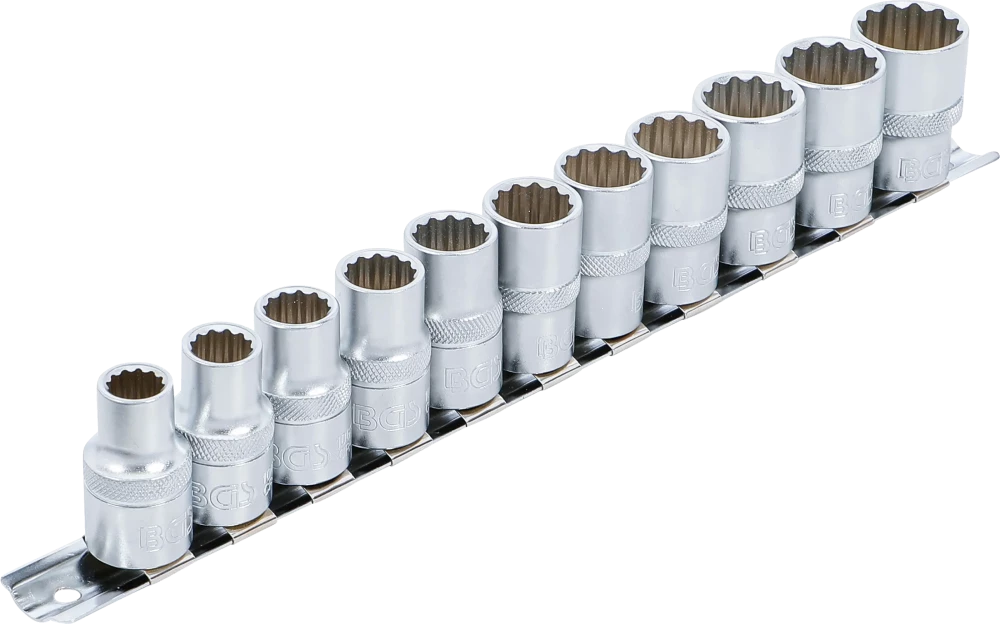 Conjunto de encaixes para chave de caixa, bihexagonais | Entrada de quadrado interno de 12,5 mm (1/2") | 10 - 21 mm | 11 peças