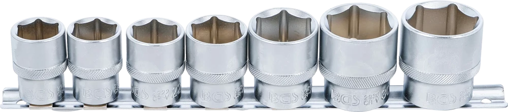 Conjunto de encaixes para chave de caixa, sextavados | Entrada de quadrado interno de 12,5 mm (1/2") | 20 - 32 mm | 7 peças