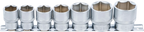 Conjunto de encaixes para chave de caixa, sextavados | Entrada de quadrado interno de 12,5 mm (1/2") | 20 - 32 mm | 7 peças