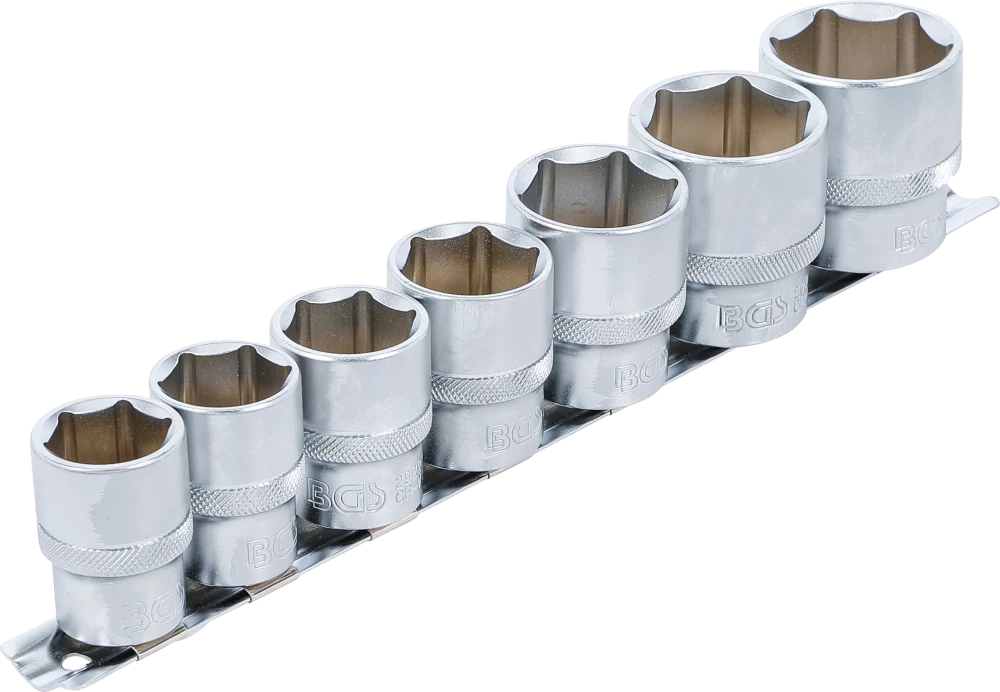 Conjunto de encaixes para chave de caixa, sextavados | Entrada de quadrado interno de 12,5 mm (1/2") | 20 - 32 mm | 7 peças