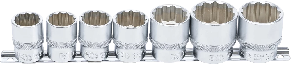 Conjunto de encaixes para chave de caixa, bihexagonais | Entrada de quadrado interno de 12,5 mm (1/2") | 20 - 32 mm | 7 peças