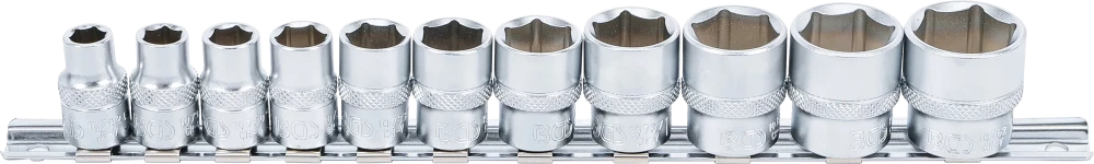 Conjunto de encaixes para chave de caixa, sextavados | Entrada de quadrado interno de 10 mm (3/8") | 5/16" - 7/8" | 11 peças
