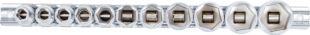 Conjunto de encaixes para chave de caixa, sextavados | Entrada de quadrado interno de 10 mm (3/8") | 5/16" - 7/8" | 11 peças