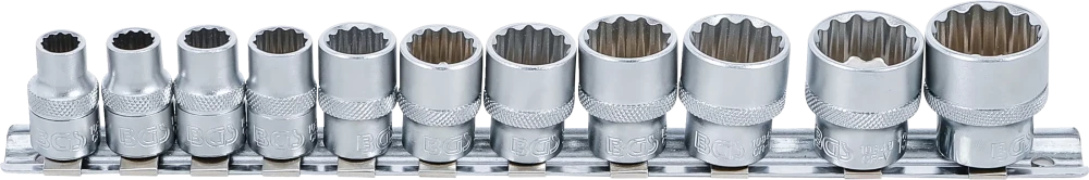 Conjunto de encaixes para chave de caixa, bihexagonais | Entrada de quadrado interno de 10 mm (3/8") | Tamanhos em polegadas | 11 peças