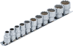 Conjunto de encaixes para chave de caixa, bihexagonais | Entrada de quadrado interno de 10 mm (3/8") | Tamanhos em polegadas | 11 peças