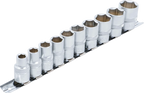 Conjunto de encaixes para chave de caixa, sextavados | Entrada de quadrado interno de 12,5 mm (1/2") | Tamanhos em polegadas | 10 peças