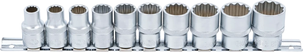 Conjunto de encaixes para chave de caixa, bihexagonais | Entrada de quadrado interno de 12,5 mm (1/2") | Tamanhos em polegadas | 10 peças