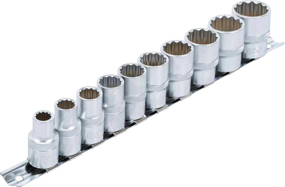 Conjunto de encaixes para chave de caixa, bihexagonais | Entrada de quadrado interno de 12,5 mm (1/2") | Tamanhos em polegadas | 10 peças