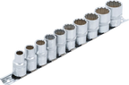 Conjunto de encaixes para chave de caixa, bihexagonais | Entrada de quadrado interno de 12,5 mm (1/2") | Tamanhos em polegadas | 10 peças