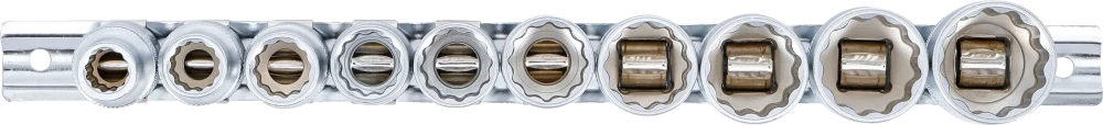 Conjunto de encaixes para chave de caixa, bihexagonais | Entrada de quadrado interno de 12,5 mm (1/2") | Tamanhos em polegadas | 10 peças