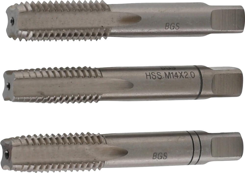 Conjunto de machos de atarraxar | fresa de desbaste, intermédia e de acabamento | HSS-G | M14 x 2,0 | 3 peças