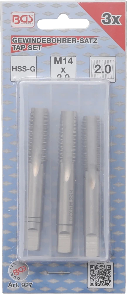 Conjunto de machos de atarraxar | fresa de desbaste, intermédia e de acabamento | HSS-G | M14 x 2,0 | 3 peças