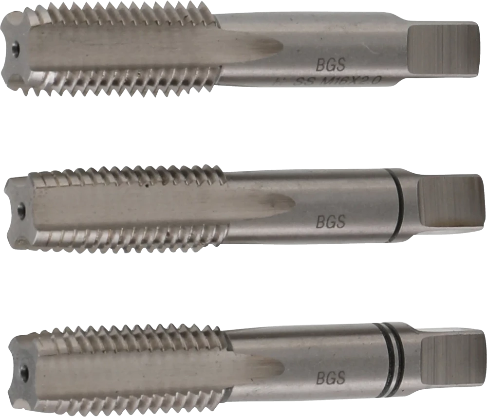 Conjunto de machos de atarraxar | fresa de desbaste, intermédia e de acabamento | HSS-G | M16 x 2,0 | 3 peças
