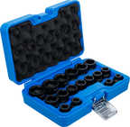 Conjunto de encaixes para chave de caixa de impacto sextavados, extra planos | Entrada de quadrado interno de 12,5 mm (1/2") | 8 - 24 mm | 17 peças
