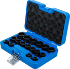 Conjunto de encaixes para chave de caixa de impacto sextavados, extra planos | Entrada de quadrado interno de 12,5 mm (1/2") | 8 - 24 mm | 17 peças