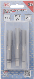 Conjunto de machos de atarraxar | fresa de desbaste, intermédia e de acabamento | HSS-G | M16 x 2,0 | 3 peças