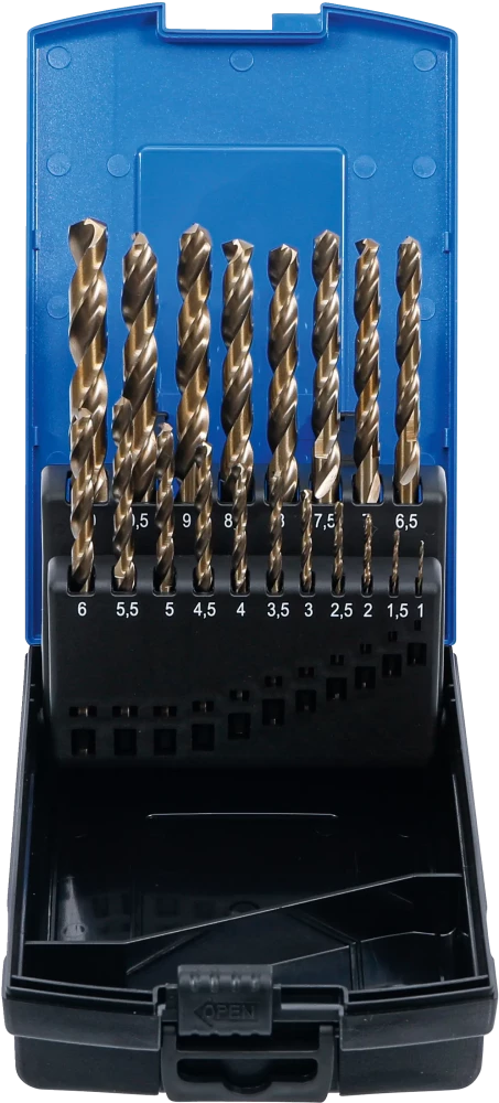 Conjunto de brocas helicoidais | HSS-G M35 aço cobalto | 1 - 10 mm | 19 peças