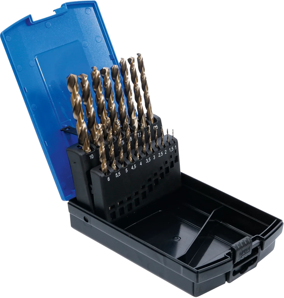 Conjunto de brocas helicoidais | HSS-G M35 aço cobalto | 1 - 10 mm | 19 peças