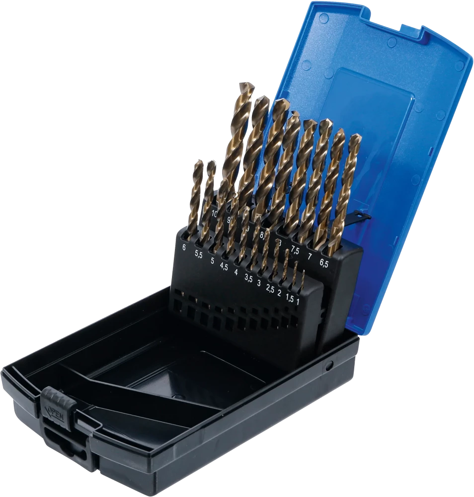 Conjunto de brocas helicoidais | HSS-G M35 aço cobalto | 1 - 10 mm | 19 peças