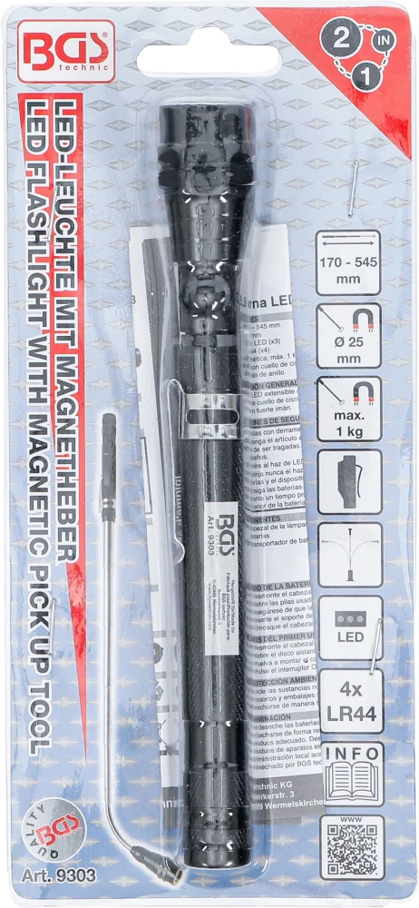Lanterna LED extensível com recolhedor magnético | 2 em 1