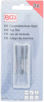 Conjunto de machos de atarraxar | fresa de desbaste, intermédia e de acabamento | HSS-G | M3 x 0,5 | 3 peças