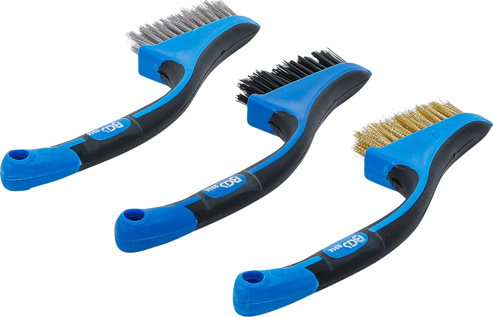 Conjunto de mini escovas | Nylon, latão, aço inoxidável | 165 mm | 3 peças