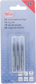 Conjunto de machos de atarraxar | fresa de desbaste, intermédia e de acabamento | HSS-G | M4 x 0,7 | 3 peças