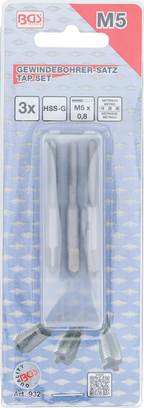 Conjunto de machos de atarraxar | fresa de desbaste, intermédia e de acabamento | HSS-G | M5 x 0,8 | 3 peças