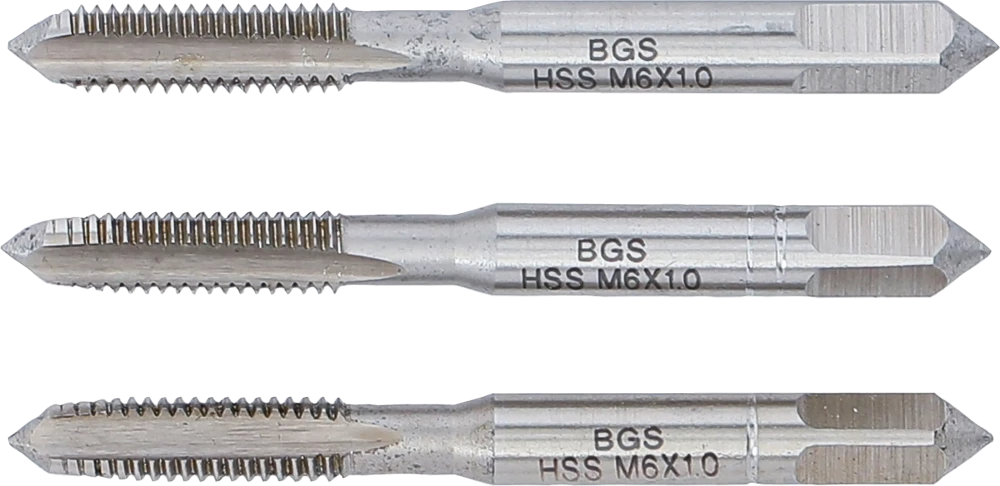 Conjunto de machos de atarraxar | fresa de desbaste, intermédia e de acabamento | HSS-G | M6 x 1,0 | 3 peças