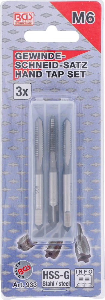 Conjunto de machos de atarraxar | fresa de desbaste, intermédia e de acabamento | HSS-G | M6 x 1,0 | 3 peças