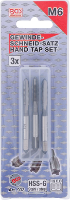 Conjunto de machos de atarraxar | fresa de desbaste, intermédia e de acabamento | HSS-G | M6 x 1,0 | 3 peças