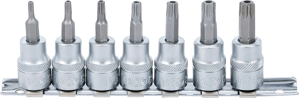 Conjunto de Encaixes Torx com Furo | 3/8" | T15 - T50 | 7 peças