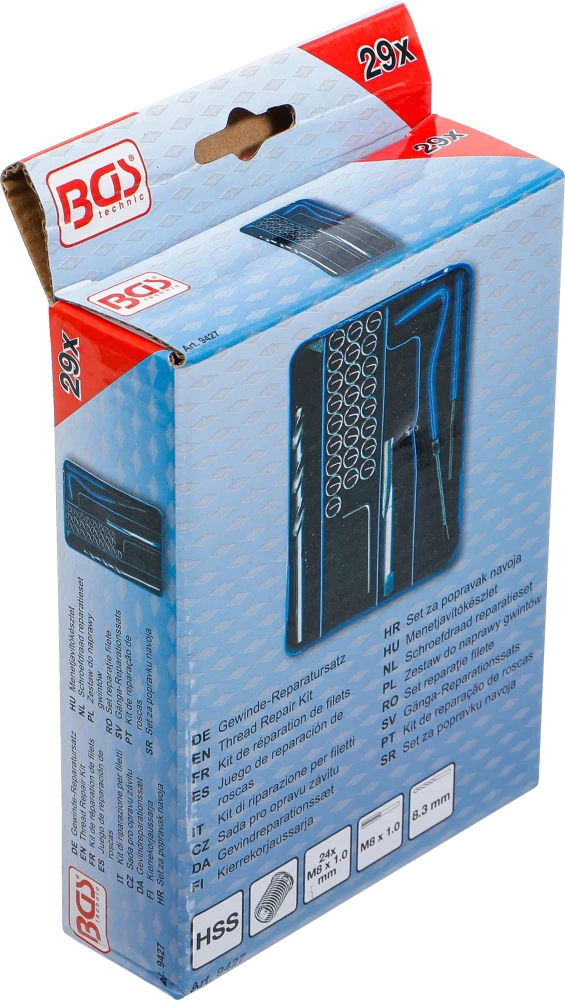 Kit de reparação de roscas | M8 x 1,0 mm | 29 peças