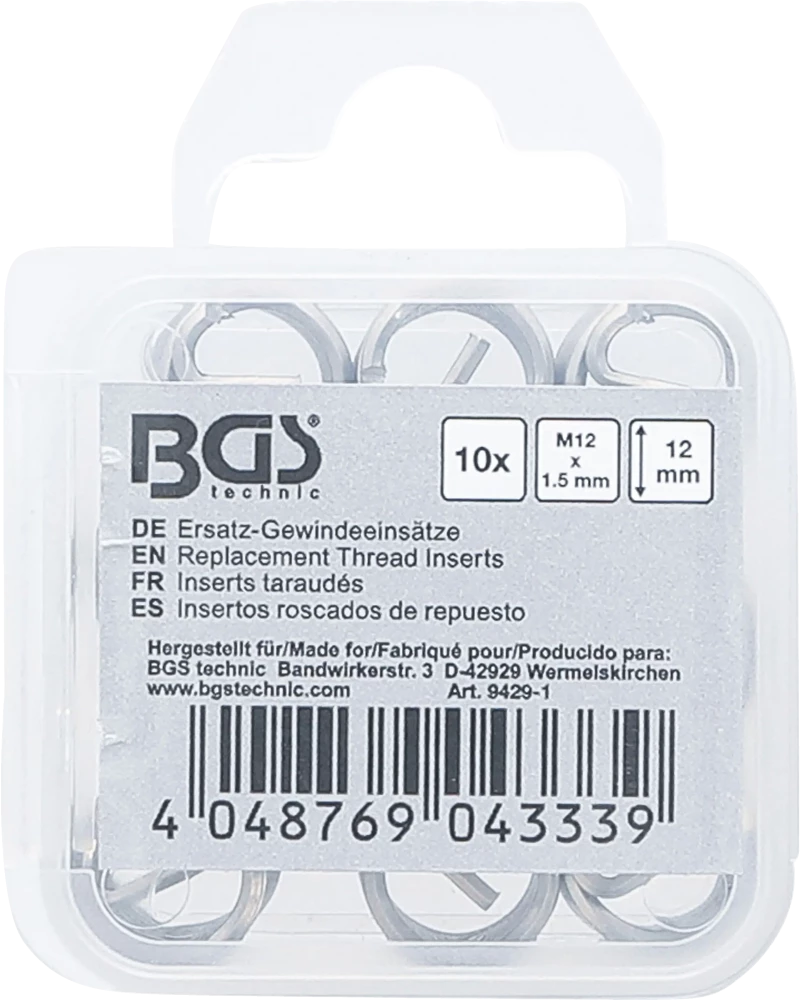 Encaixes roscados de substituição | M12 x 1,5 mm | 10 peças