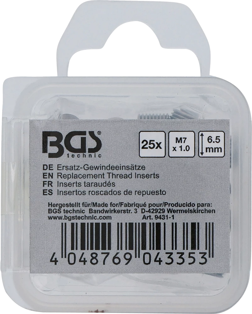 Encaixes roscados de substituição | M7 x 1,0 mm | 25 peças