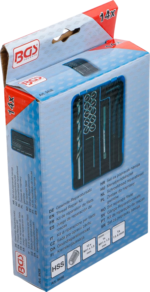 Kit de reparação de roscas | M11 x 1,5 mm | 14 peças