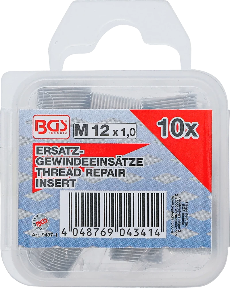 Encaixes roscados de substituição | M12 x 1,0 mm | 10 peças