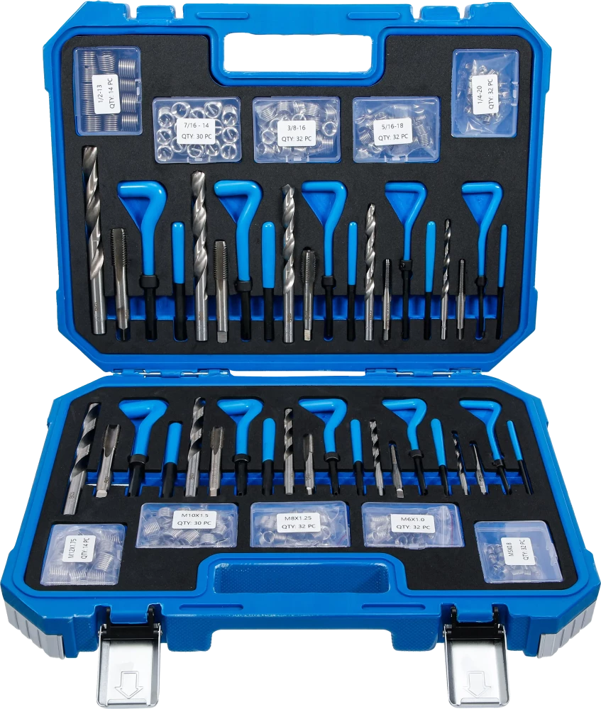 Kit de reparação de roscas | Tamanhos métricos / polegadas | M5 - M12, 1/4" - 1/2" | 320 peças