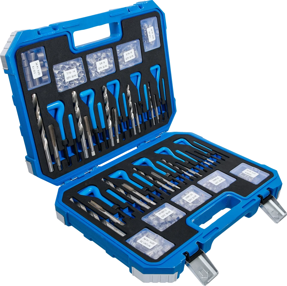 Kit de reparação de roscas | Tamanhos métricos / polegadas | M5 - M12, 1/4" - 1/2" | 320 peças
