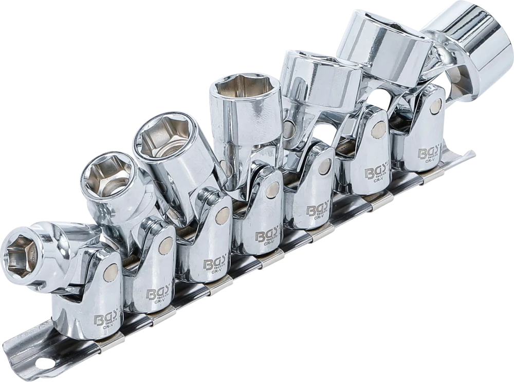 Conjunto de chaves de caixa articuladas, sextavadas | Entrada de quadrado interno de 10 mm (3/8") | 3/8" - 3/4" mm | Tamanhos em polegadas | 7 peças
