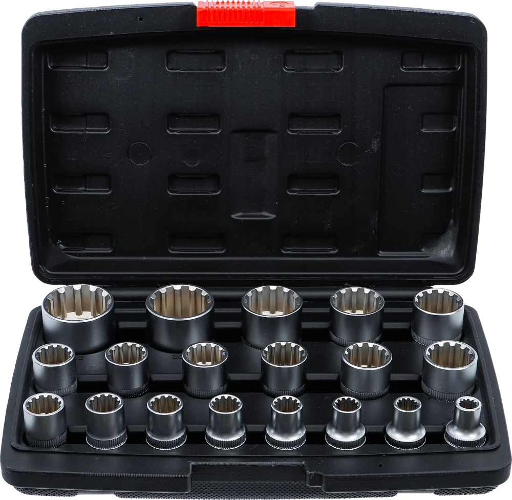 Conjunto de encaixes para chave de caixa Gear Lock | Entrada de quadrado interno de 12,5 mm (1/2") | 19 peças