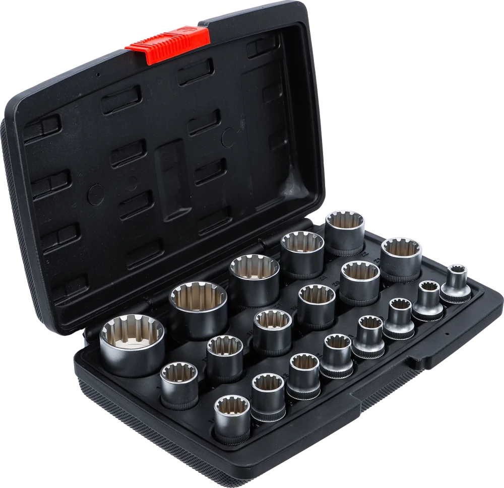 Conjunto de encaixes para chave de caixa Gear Lock | Entrada de quadrado interno de 12,5 mm (1/2") | 19 peças