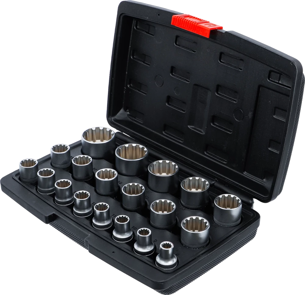 Conjunto de encaixes para chave de caixa Gear Lock | Entrada de quadrado interno de 12,5 mm (1/2") | 19 peças