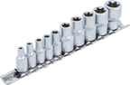 Conjunto de encaixes para chave de caixa perfil em E | Entrada de quadrado interno de 6,3 mm (1/4") / 10 mm (3/8") | E4 - E16 | 10 peças