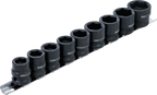 Conjunto de encaixes para chave de caixa de impacto sextavados, extra planos | Entrada de quadrado interno de 12,5 mm (1/2") | 13 - 24 mm | 9 peças