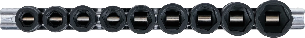 Conjunto de encaixes para chave de caixa de impacto sextavados, extra planos | Entrada de quadrado interno de 12,5 mm (1/2") | 13 - 24 mm | 9 peças