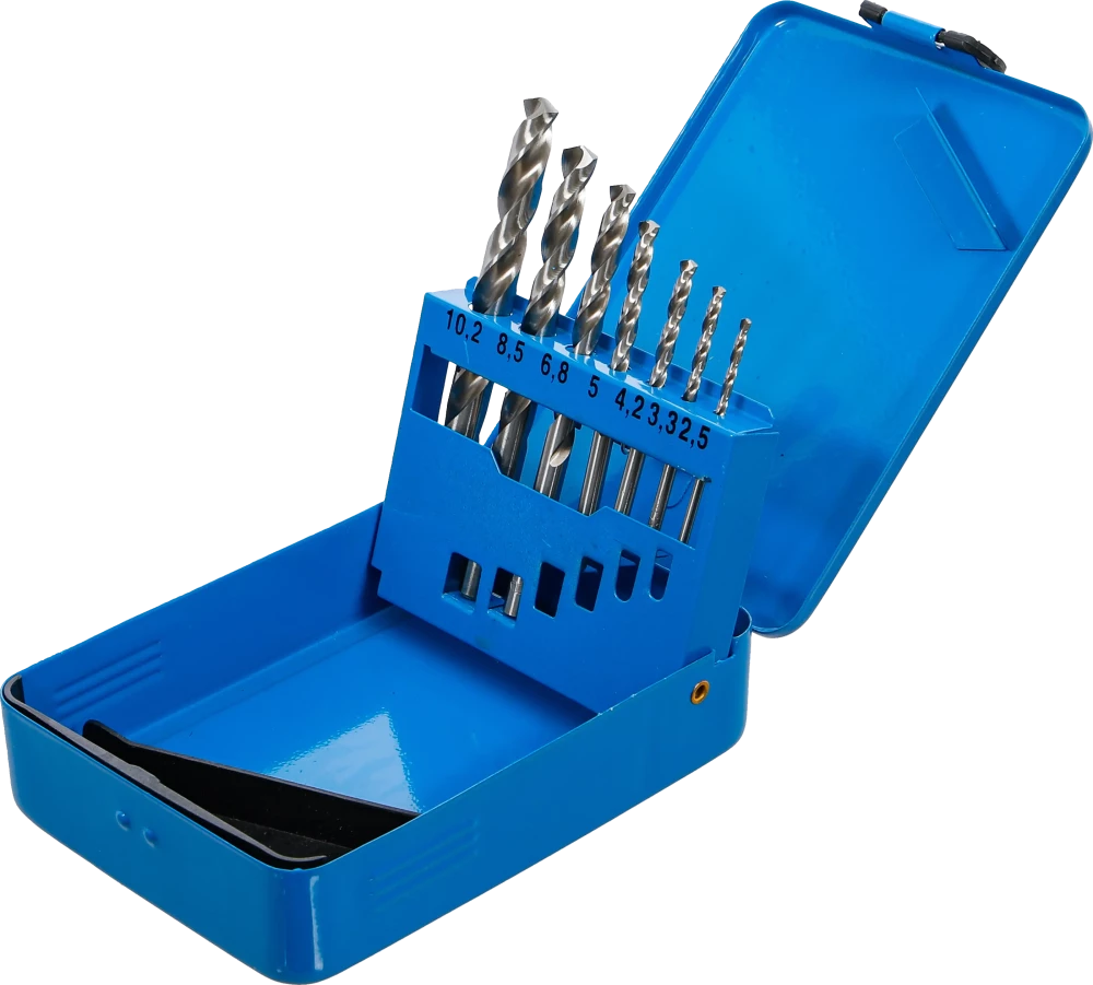 Conjunto de brocas helicoidais de HSS | Dimensões do furo principal | 2,5 - 10,2 mm | 7 peças