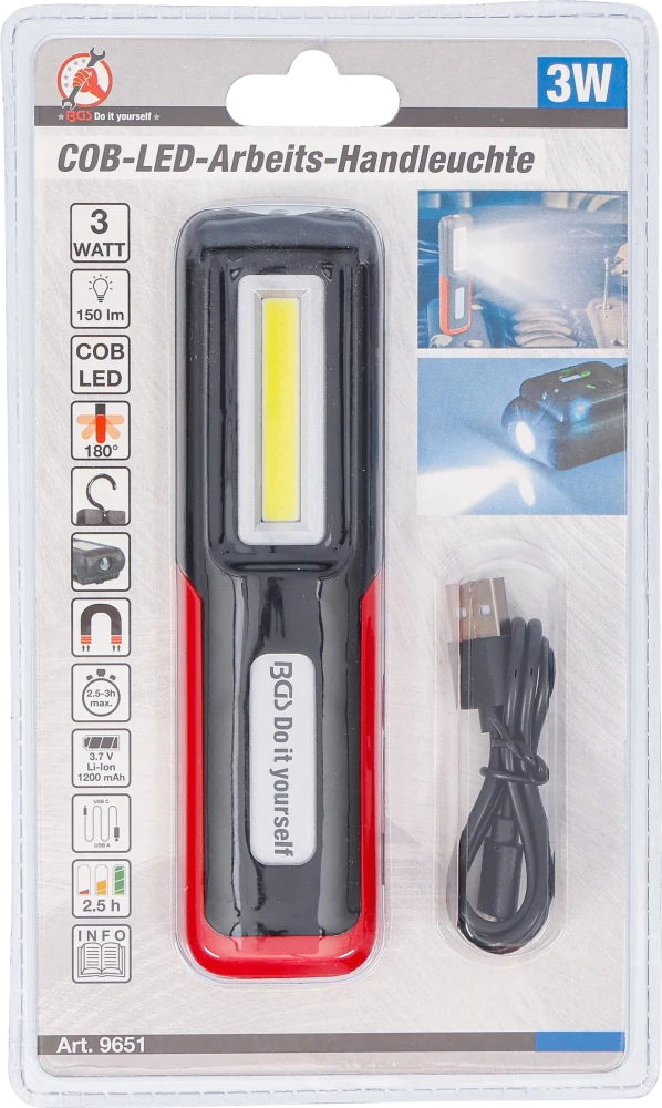 Lanterna manual de trabalho LED COB