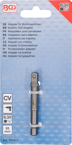 Adaptador para perfuradoras | Entrada de sextavado externo 6,3 mm (1/4") / Saída de quadrado externo 6,3 mm (1/4")